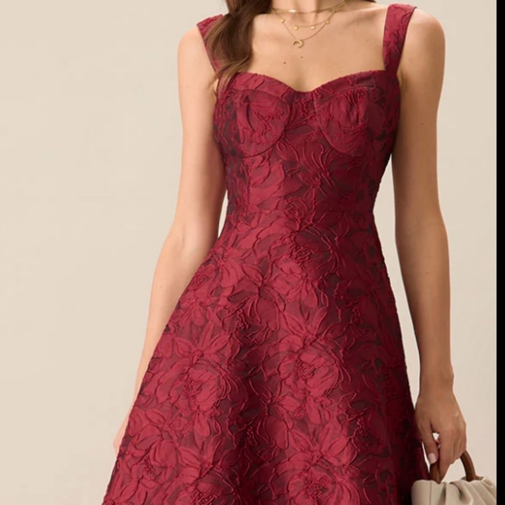 RIHOAS Red Halter A-line Midi Dress